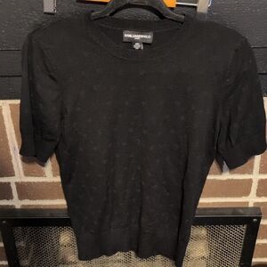 Karl Lagerfeld Elegant Black Short Sleeve Top